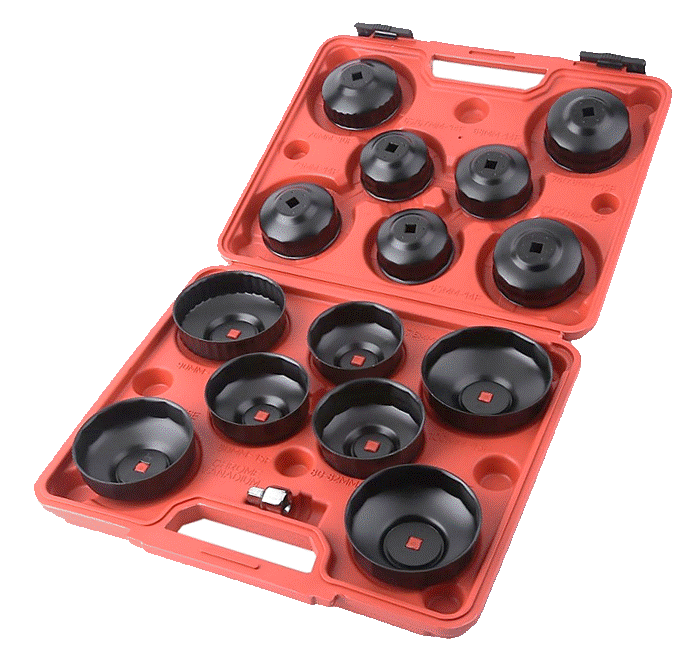 16 Pc Socket Type Oil Filter Removal Puller Cup Tool Kit Set Adaptor Garage 3/8"