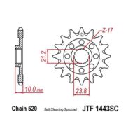 JT Front Sprocket JTF1443.14SC, 14SC tooth pitch 520 narrow spline inner diameter 21.2/23.8 ( JTF1443.14SC )