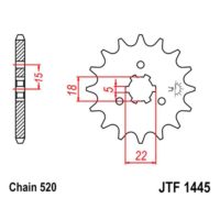 JT Front Sprocket JTF1445.14, 11 tooth pitch 520 large spline 5 inner diameter 18/22 ( JTF1445.14 )