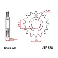 JT Front Sprocket JTF578.14 14 tooth pitch 520 narrow spline inner diameter 21.6/25 ( JTF578.14 )
