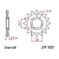 JT Front Sprocket JTF1537.18, 18 tooth pitch 525 narrow spline inner diameter 21.6/25 ( JTF1537.18 )