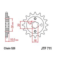 JT Front Sprocket JTF711.12 , 12 tooth ,pitch 520 large spline 4 inner diameter 16/20 ( JTF711.12 )
