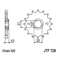 JT Front Sprocket JTF728.15, 15 tooth pitch 520 large spline 5 inner diameter 21/25 ( JTF728.15 )