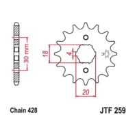 JT Front Sprocket JTF259.19, 19 tooth pitch 428 large spline 4 inner diameter 18/20 ( JTF259.19 )