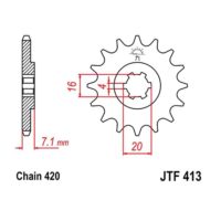 JT Front Sprocket JTF413.11 , 11 tooth ,pitch 420 large spline 4 inner diameter 16/20 ( JTF413.11 )