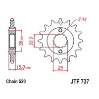 JT Front Sprocket JTF737.14 14 tooth pitch 520 narrow spline inner diameter 22.2/25 ( JTF737.14 )