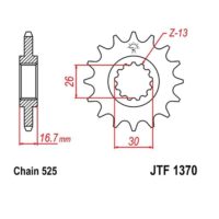 JT Front Sprocket JTF1370.14, 14 tooth pitch 525 narrow spline inner diameter 26/30 ( JTF1370.14 )